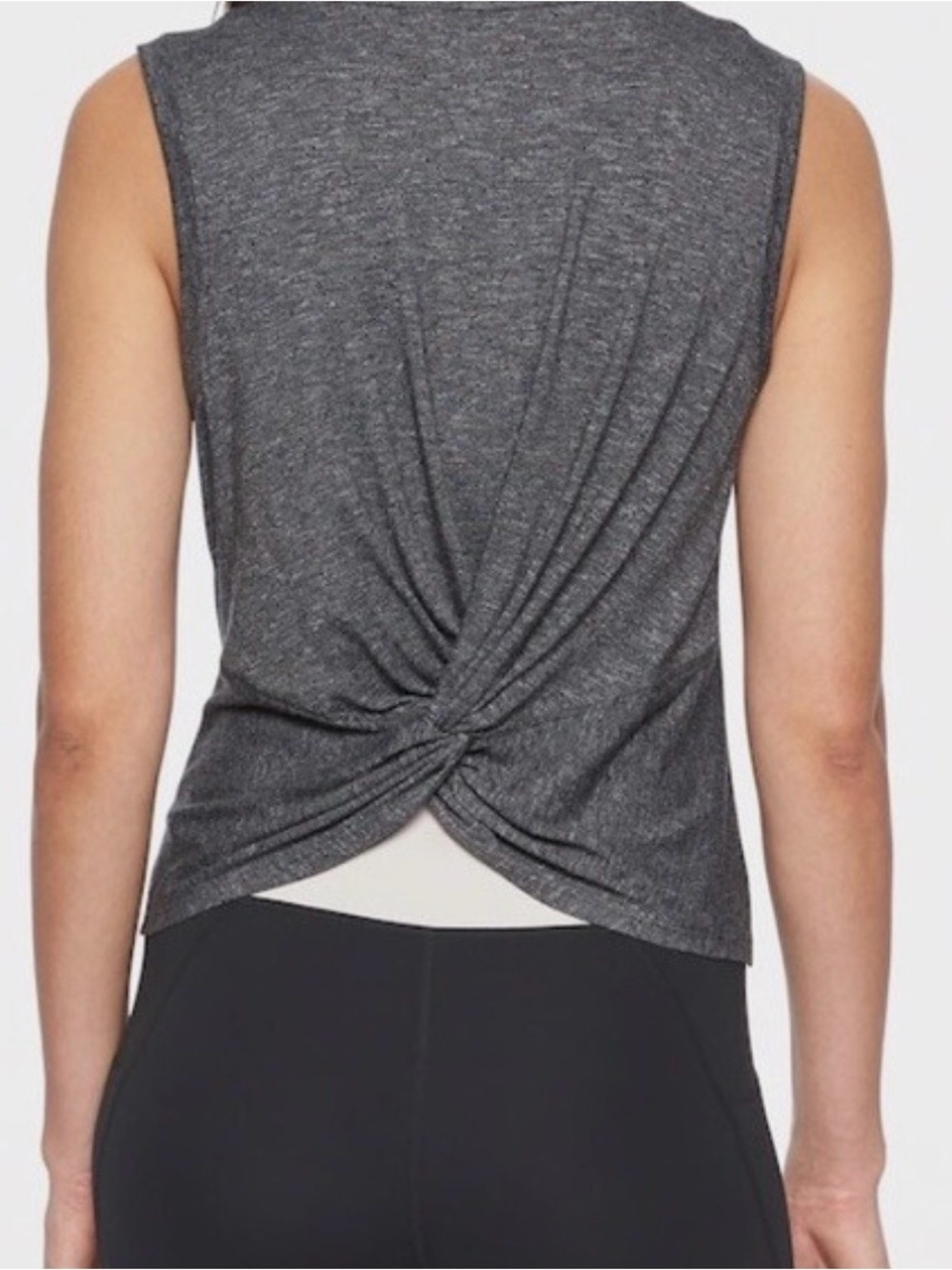 Athleta Women’s Twist Back Muscle Tank Crop Top Dark Heathered Gray Size XS